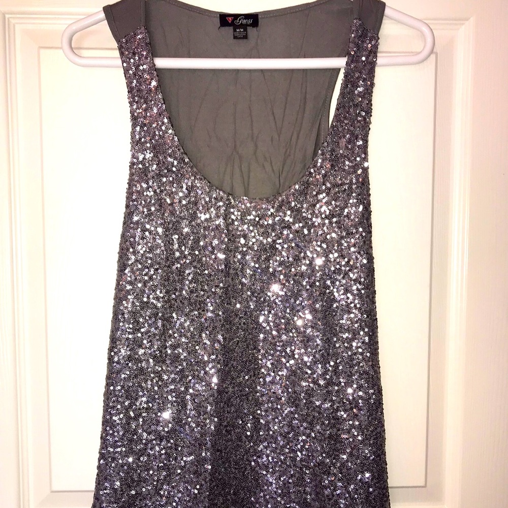 Silver sequin top